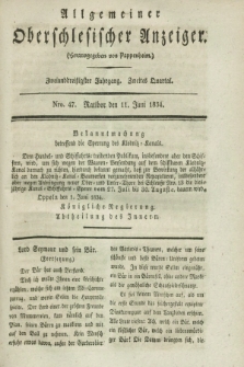 Allgemeiner Oberschlesischer Anzeiger. Jg.32, Quartal 2, Nro. 47 (11 Juni 1834)