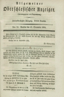 Allgemeiner Oberschlesischer Anzeiger. Jg.32, Quartal 3, Nro. 78 (27 September 1834)