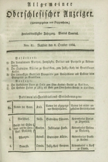 Allgemeiner Oberschlesischer Anzeiger. Jg.32, Quartal 4, Nro. 81 (8 October 1834)
