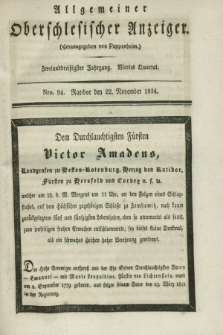 Allgemeiner Oberschlesischer Anzeiger. Jg.32, Quartal 4, Nro. 94 (22 November 1834)