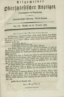 Allgemeiner Oberschlesischer Anzeiger. Jg.32, Quartal 4, Nro. 102 (20 December 1834)