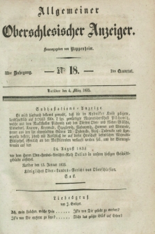 Allgemeiner Oberschlesischer Anzeiger. Jg.33, Quartal 1, № 18 (4 März 1835)