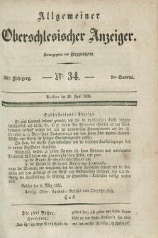 Allgemeiner Oberschlesischer Anzeiger. Jg.33, Quartal 2, № 34 (29 April 1835)