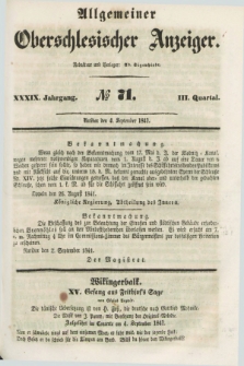 Allgemeiner Oberschlesischer Anzeiger. Jg.39, Quartal 3, № 71 (4 September 1841)