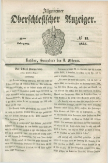 Allgemeiner Oberschlesischer Anzeiger. Jg.43, № 12 (8 Februar 1845) + dod.