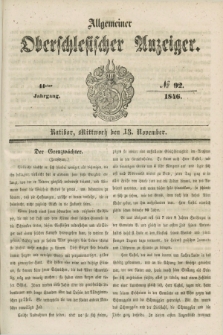 Allgemeiner Oberschlesischer Anzeiger. Jg.44, № 92 (18 November 1846)