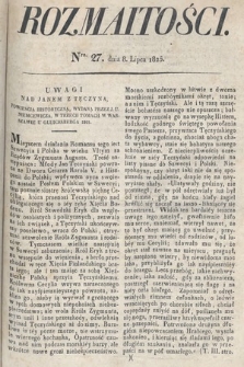 Rozmaitości : oddział literacki Gazety Lwowskiej. 1825, nr 27