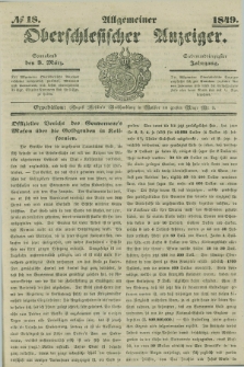 Allgemeiner Oberschlesischer Anzeiger. Jg.47, № 18 (3 März 1849)