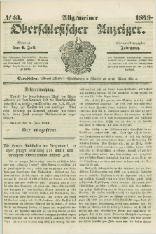 Allgemeiner Oberschlesischer Anzeiger. Jg.47, № 53 (4 Juli 1849)