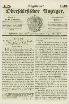 Allgemeiner Oberschlesischer Anzeiger. Jg.47, № 92 (17 November 1849)