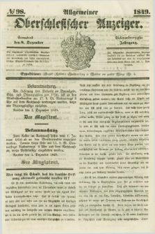 Allgemeiner Oberschlesischer Anzeiger. Jg.47, № 98 (8 Dezember 1849)