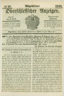 Allgemeiner Oberschlesischer Anzeiger. Jg.48, № 27 (3 April 1850)