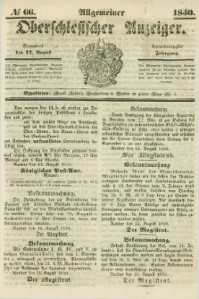Allgemeiner Oberschlesischer Anzeiger. Jg.48, № 66 (17 August 1850)