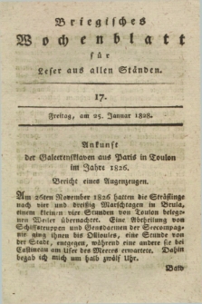 Briegisches Wochenblatt für Leser aus allen Ständen : eine Zeitschrift. [Jg.20], [nr] 17 (25 Januar 1828) + dod.