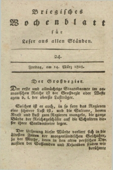Briegisches Wochenblatt für Leser aus allen Ständen : eine Zeitschrift. [Jg.20], [nr] 24 (14 März 1828) + dod.