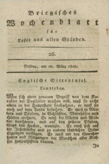 Briegisches Wochenblatt für Leser aus allen Ständen : eine Zeitschrift. [Jg.20], [nr] 26 (28 März 1828) + dod.