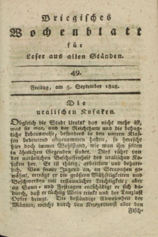 Briegisches Wochenblatt für Leser aus allen Ständen : eine Zeitschrift. [Jg.20], [nr] 49 (5 September 1828) + dod.