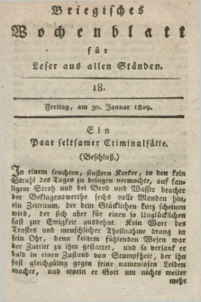 Briegisches Wochenblatt für Leser aus allen Ständen. [Jg.21], [nr] 18 (30 Januar 1829) + dod.