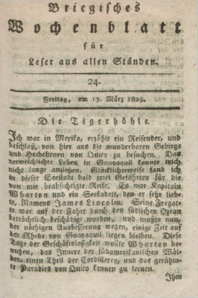 Briegisches Wochenblatt für Leser aus allen Ständen. [Jg.21], [nr] 24 (13 März 1829) + dod.