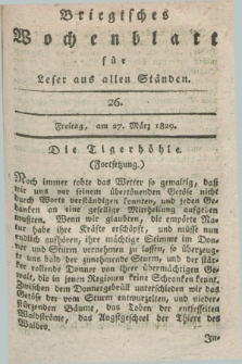 Briegisches Wochenblatt für Leser aus allen Ständen. [Jg.21], [nr] 26 (27 März 1829) + dod.