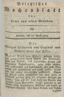 Briegisches Wochenblatt für Leser aus allen Ständen. [Jg.21], [nr] 29 (17 April 1829) + dod.