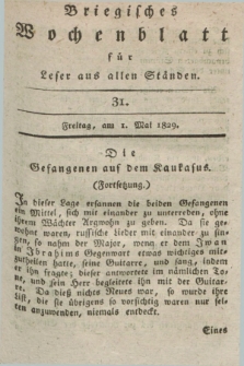 Briegisches Wochenblatt für Leser aus allen Ständen. [Jg.21], [nr] 31 (1 Mai 1829) + dod.