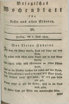 Briegisches Wochenblatt für Leser aus allen Ständen. [Jg.21], [nr] 36 (5 Juni 1829) + dod.