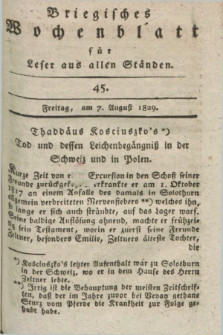 Briegisches Wochenblatt für Leser aus allen Ständen. [Jg.21], [nr] 45 (7 August 1829) + dod.