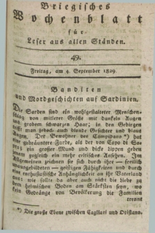 Briegisches Wochenblatt für Leser aus allen Ständen. [Jg.21], [nr] 49 (4 September 1829) + dod.