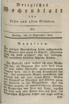 Briegisches Wochenblatt für Leser aus allen Ständen. [Jg.21], [nr] 50 (11 September 1829) + dod.