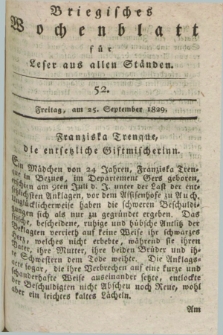 Briegisches Wochenblatt für Leser aus allen Ständen. [Jg.21], [nr] 52 (25 September 1829) + dod.