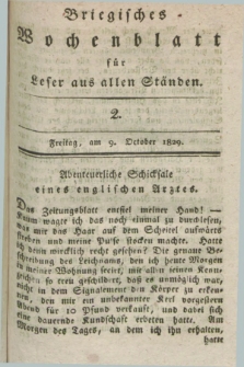 Briegisches Wochenblatt für Leser aus allen Ständen. [Jg.21], [nr] 2 (9 October 1829) + dod.