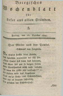 Briegisches Wochenblatt für Leser aus allen Ständen. [Jg.21], [nr] 3 (16 October 1829) + dod.