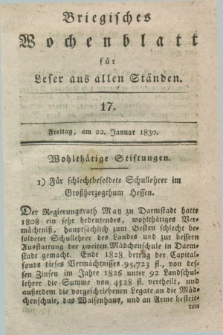 Briegisches Wochenblatt für Leser aus allen Ständen. [Jg.22], [nr] 17 (22 Januar 1830) + dod.