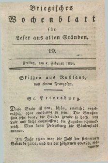 Briegisches Wochenblatt für Leser aus allen Ständen. [Jg.22], [nr] 19 (5 Februar 1830) + dod.