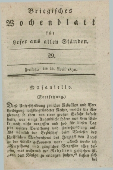Briegisches Wochenblatt für Leser aus allen Ständen. [Jg.23], [nr] 29 (22 April 1831) + dod.