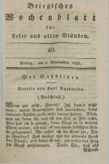 Briegisches Wochenblatt für Leser aus allen Ständen. [Jg.23], [nr] 48 (2 September 1831) + dod.