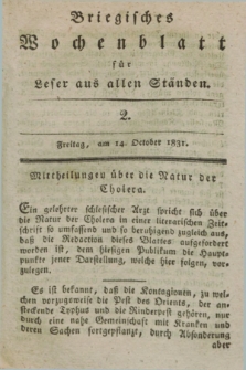 Briegisches Wochenblatt für Leser aus allen Ständen. [Jg.23], [nr] 2 (14 October 1831) + dod.