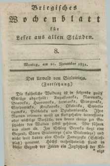 Briegisches Wochenblatt für Leser aus allen Ständen. [Jg.23], [nr] 8 (21 November 1831) + dod.