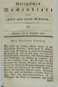 Briegisches Wochenblatt für Leser aus allen Ständen. [Jg.23], [nr] 11 (12 Dezember 1831) + dod.