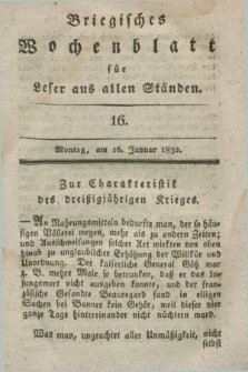 Briegisches Wochenblatt für Leser aus allen Ständen. [Jg.24], [nr] 16 (16 Januar 1832) + dod.
