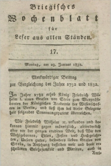 Briegisches Wochenblatt für Leser aus allen Ständen. [Jg.24], [nr] 17 (23 Januar 1832) + dod.