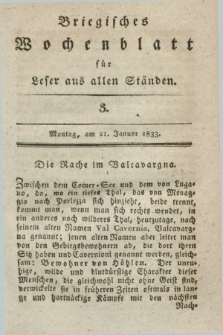 Briegisches Wochenblatt für Leser aus allen Ständen. [Jg.25], [nr] 3 (21 Januar 1833) + dod.