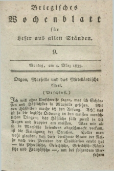 Briegisches Wochenblatt für Leser aus allen Ständen. [Jg.25], [nr] 9 (4 März 1833) + dod.
