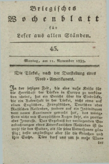 Briegisches Wochenblatt für Leser aus allen Ständen. [Jg.25], [nr] 45 (11 November 1833) + dod.