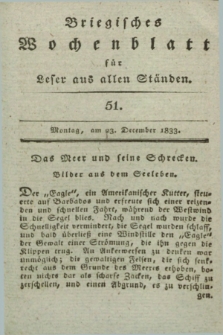 Briegisches Wochenblatt für Leser aus allen Ständen. [Jg.25], [nr] 51 (23 December 1833) + dod.
