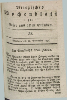 Briegisches Wochenblatt für Leser aus allen Ständen. [Jg.25] [i.e. 26], [nr] 38 (21 September 1834) + dod.