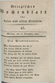Briegisches Wochenblatt für Leser aus allen Ständen. [Jg.25] [i.e. 26], [nr] 45 (10 November 1834) + dod.
