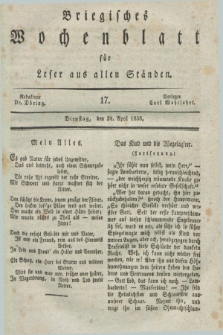 Briegisches Wochenblatt für Leser aus allen Ständen. [Jg.30], [nr] 17 (24 April 1838)