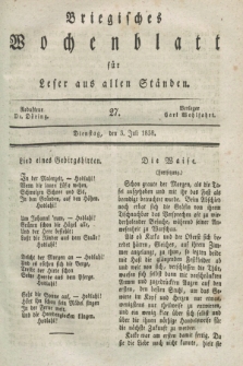 Briegisches Wochenblatt für Leser aus allen Ständen. [Jg.30], [nr] 27 (3 Juli 1838)